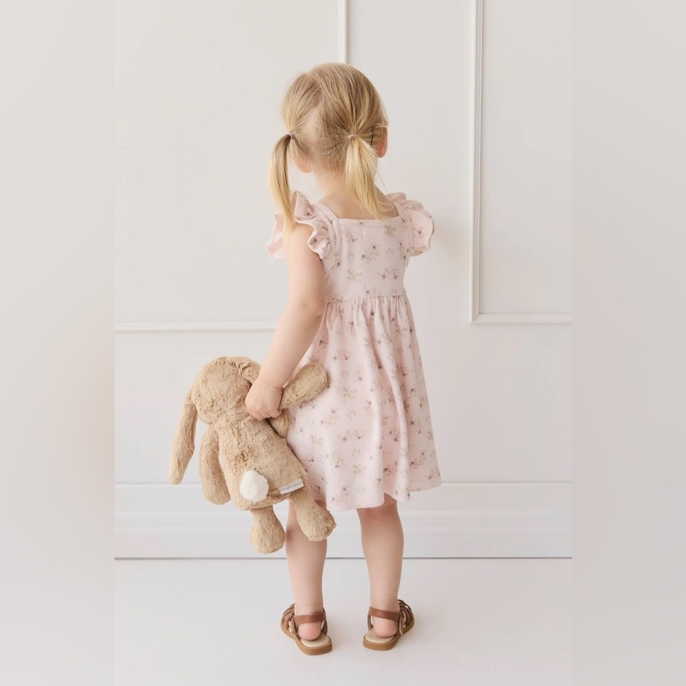 Jamie Kay Sienna Sweet Pea Floral Pink Organic Cotton Sleeveless Dress Sz 7 - Picture 2 of 12